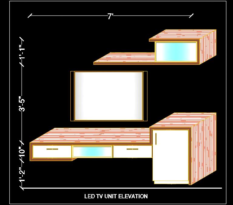 TV Unit Free DWG Model - Contemporary Design